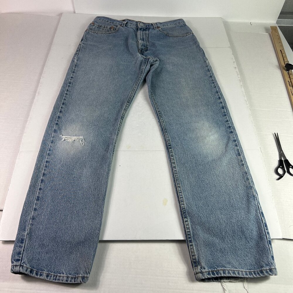 Y2K Levi's Jeans Men's 31x31* 505 Straight Blue Faded Distressed Denim Tag 33x32